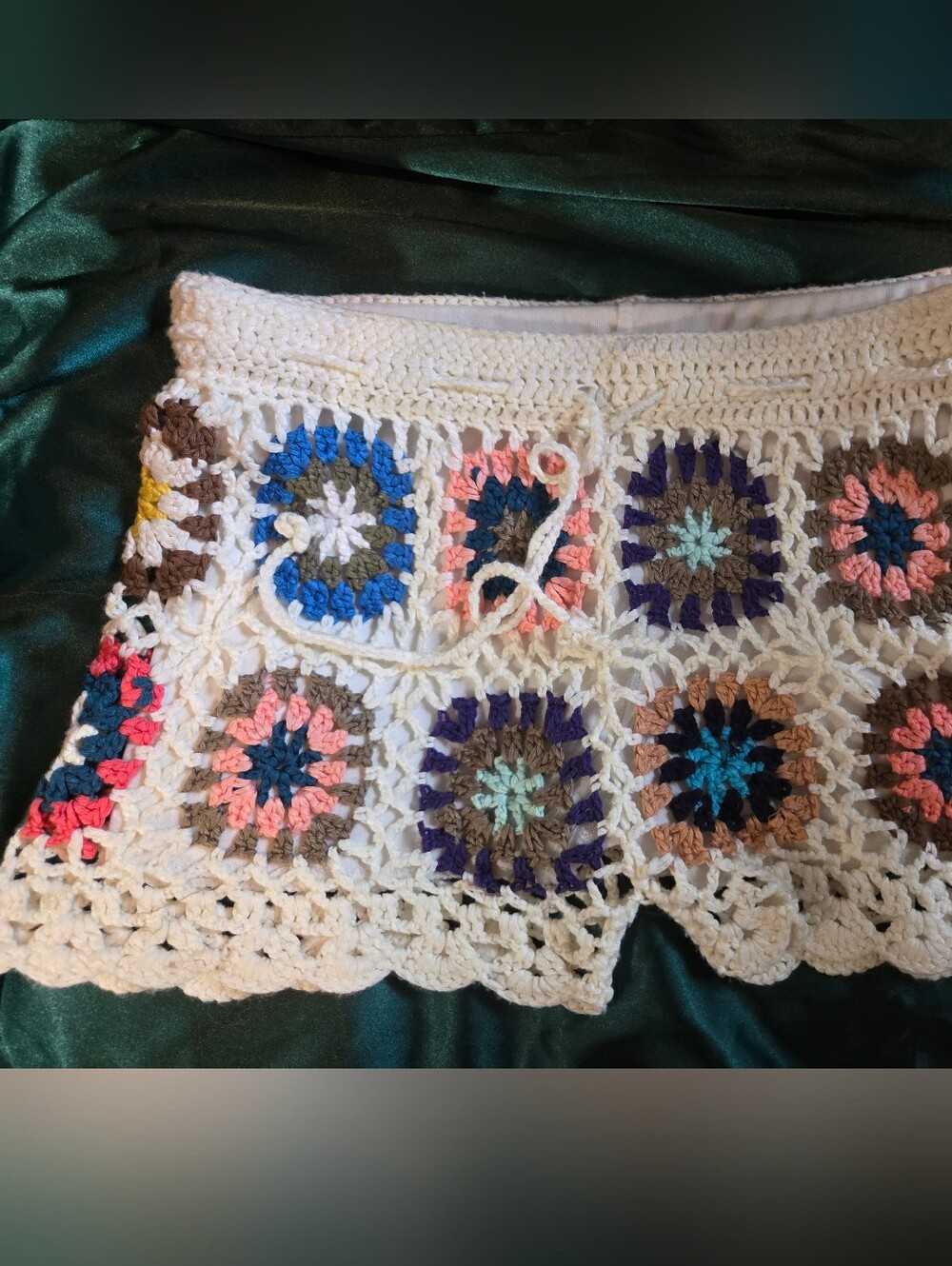 Crochet Shorts, "Granny Squares", Sz Small, EUC